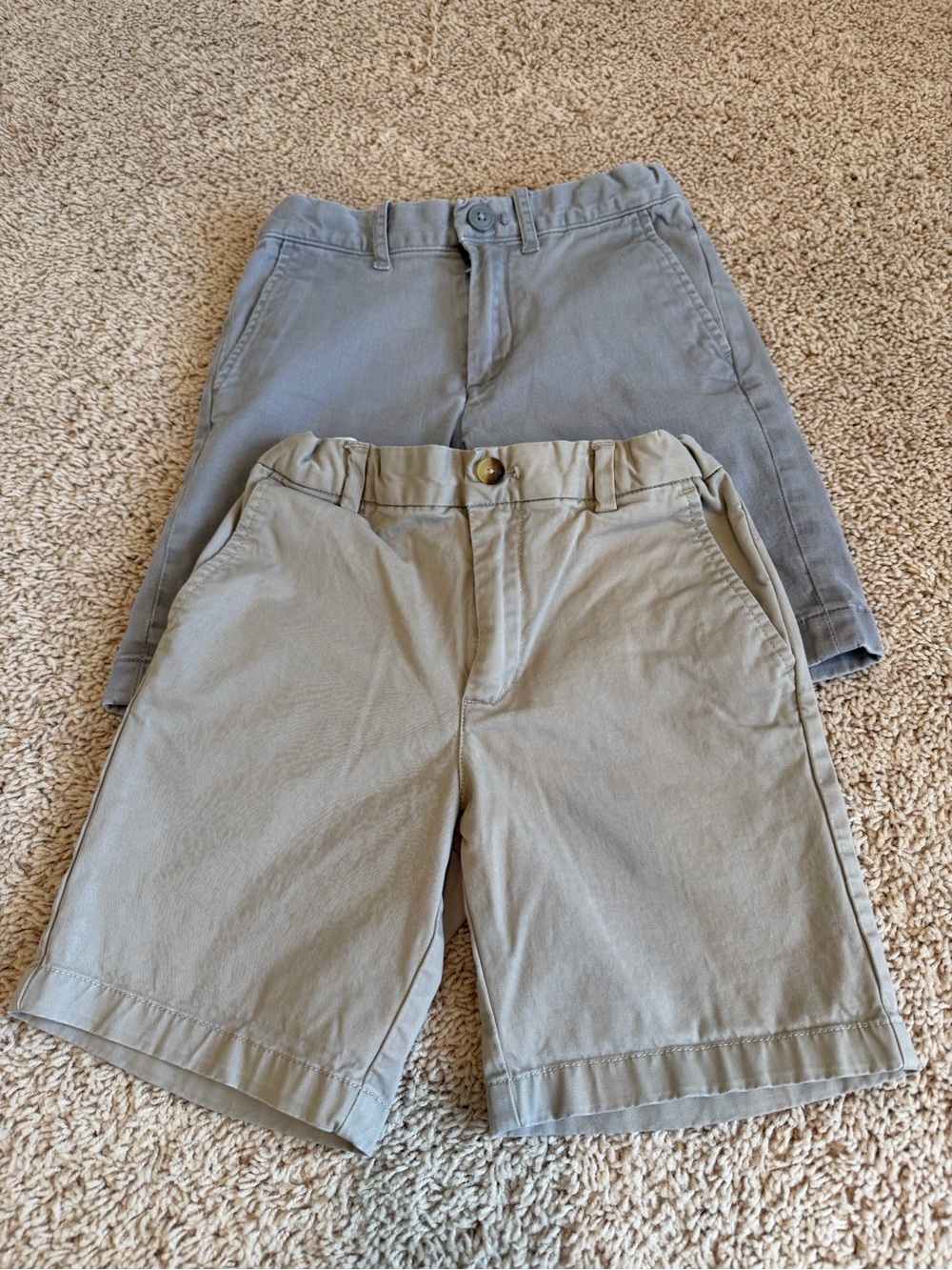 Boys Flat-Front Chino Shorts - Beige and Light Gray